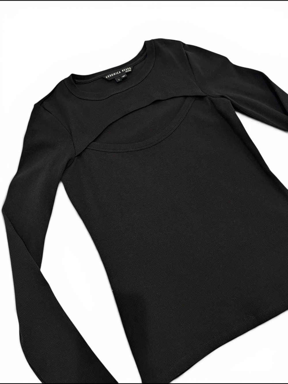 Veronica Beard Jeans Black Long-Sleeve Cutout Top Size S